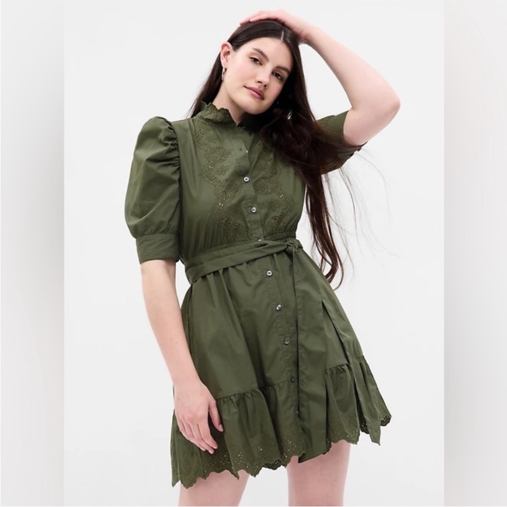 NWOT green Puff Sleeve Dress